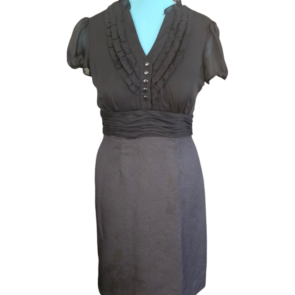 Dressbarn Black Dress with Ruffled Neckline